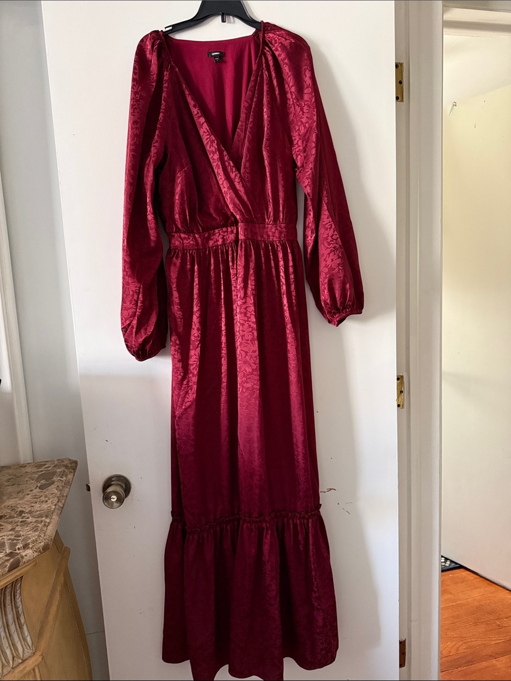 Express Burgundy Long Sleeve Maxi Dress